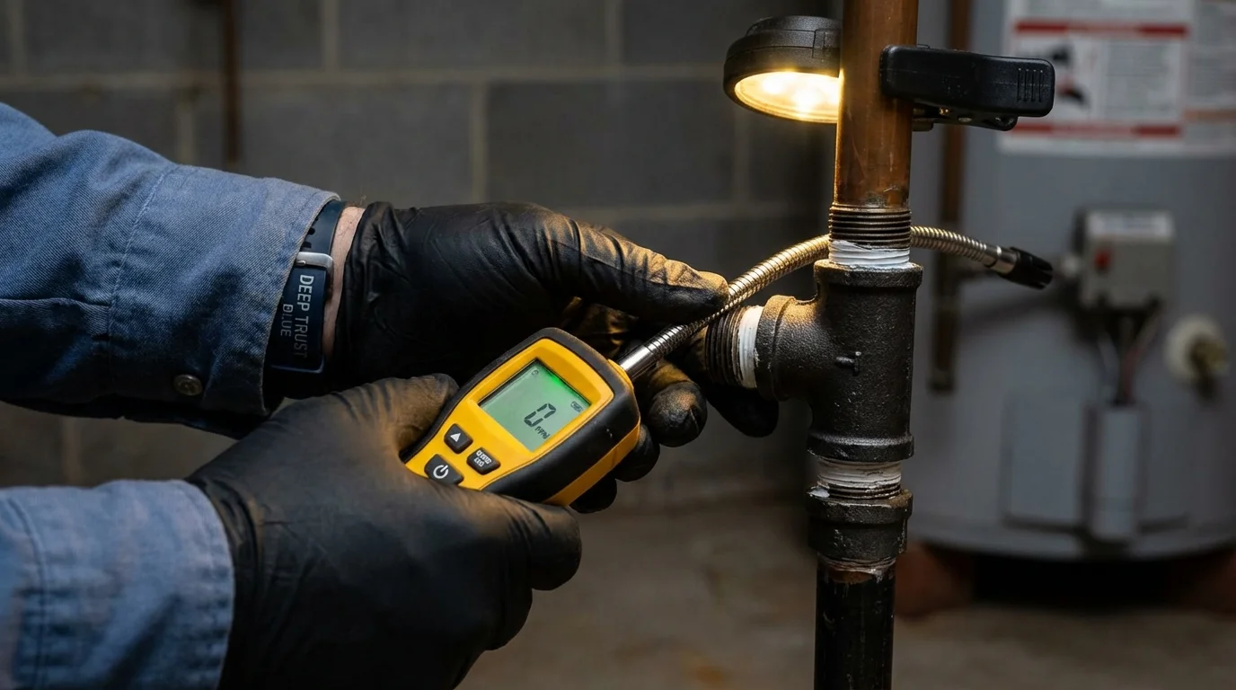 Gas leak detection with electronic sniffer by Johns Plumbing LLC in Fairbury