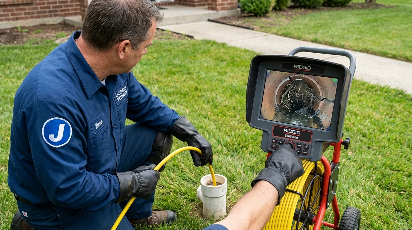 Sewer camera inspection being performed by Johns Plumbing LLC in Fairbury